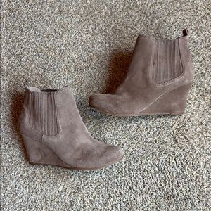 Dolce Vita Taupe Suede Wedge Bootie